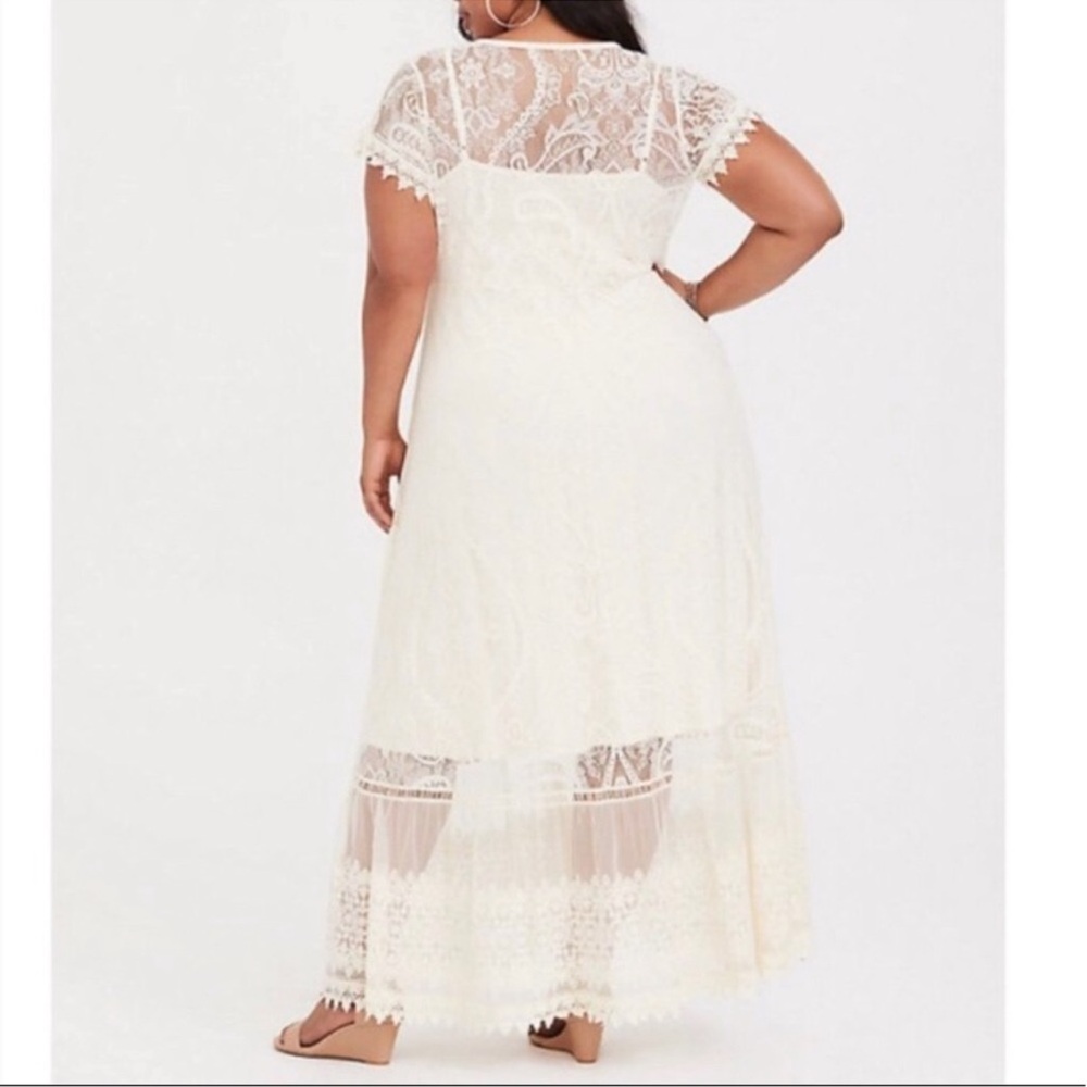 TORRID Ivory Lace Maxi Button Front Lined Dress Boho Plus size 4 - Picture 2 of 14